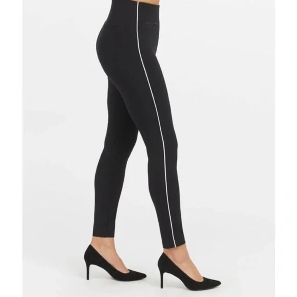 Spanx Ankle Piped Skinny Perfect Ponte Pants Black White Size Small